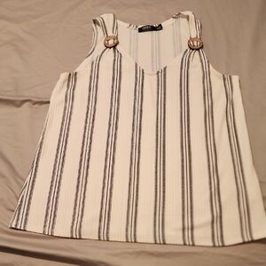 Chic Striped Women's Tank Top with Button Accents